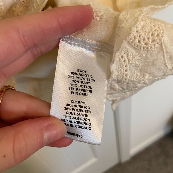 SOLD RXB women’s cream striped scoop neck knit embroidered layered blouse XL - Picture 6 of 8